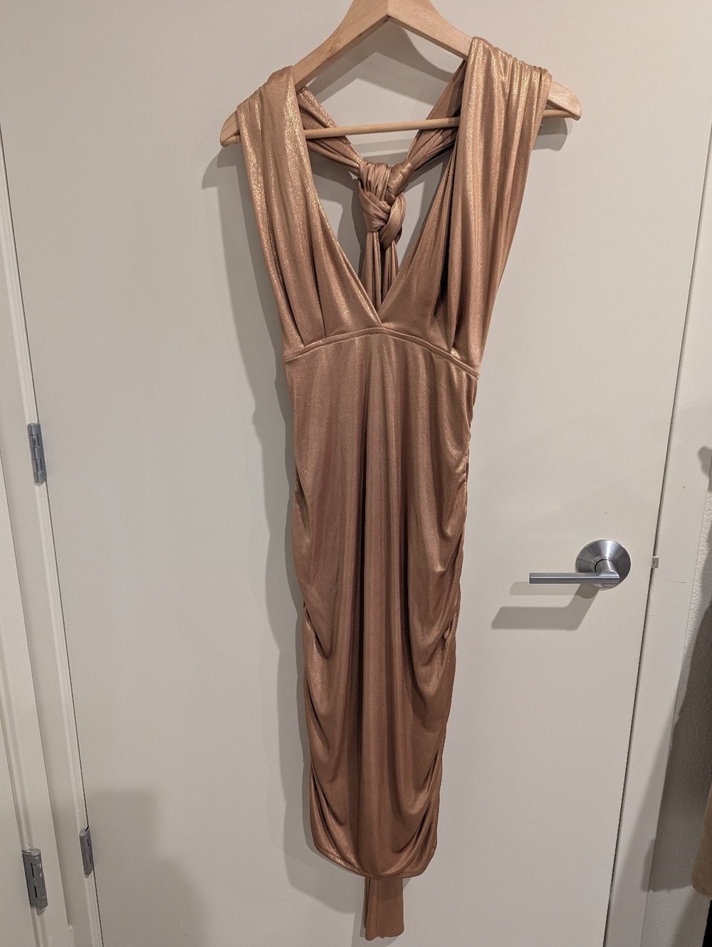 Moda International Satin Copper-Tone Dress Y2K